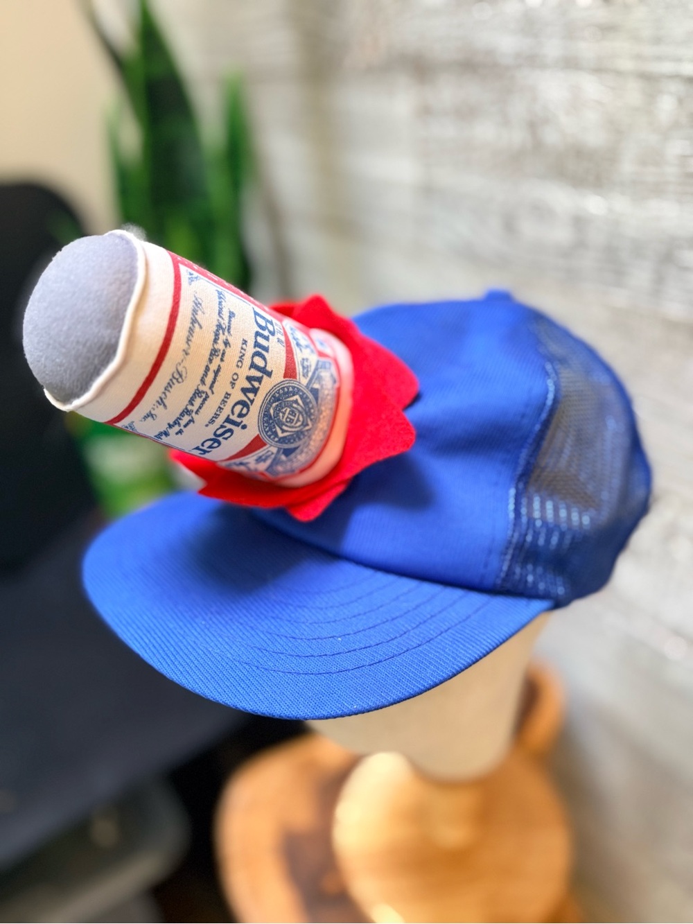 Budweiser | Vintage Baseball Cap w/ Foam Can Novelty/Gag Barware Merch   - O/S